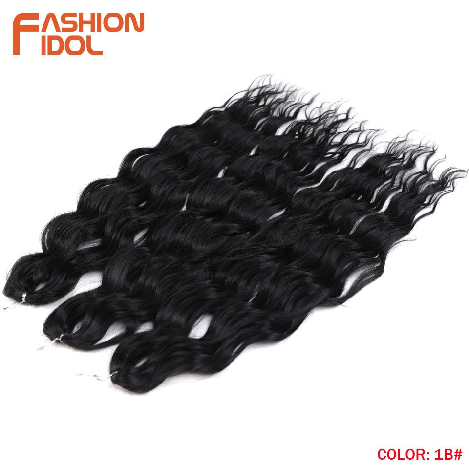FASHION IDOL Cabelo de Crochê Torção Laranja Extensões de Cabelo Trançado de Onda Profunda Sintética Cabelo Onda de Água 24 Polegadas Fibra Resistente ao Calor