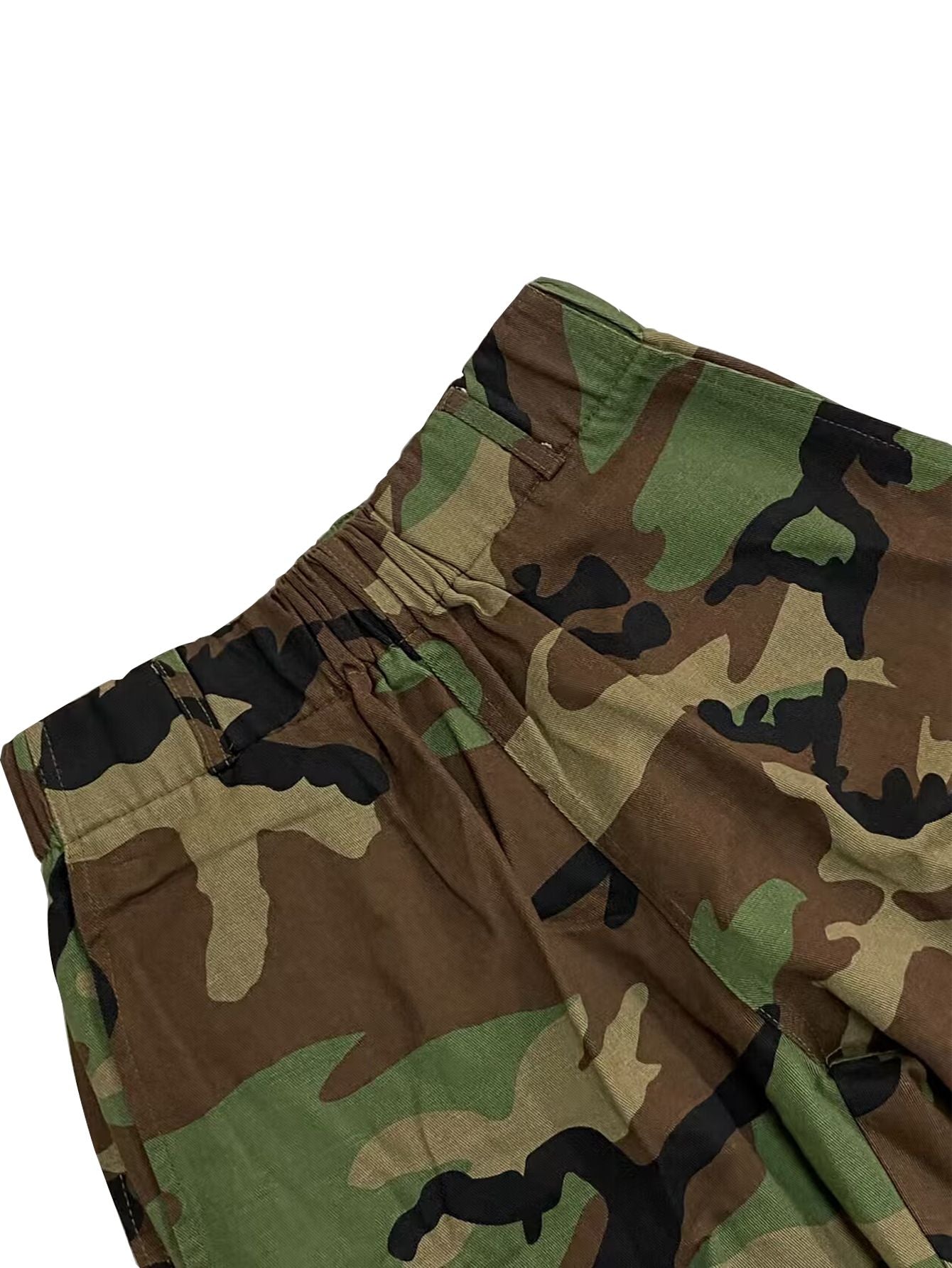 1338 New Product Rubber Waist Printed Camo Multi Pocket Casual Women's Shorts