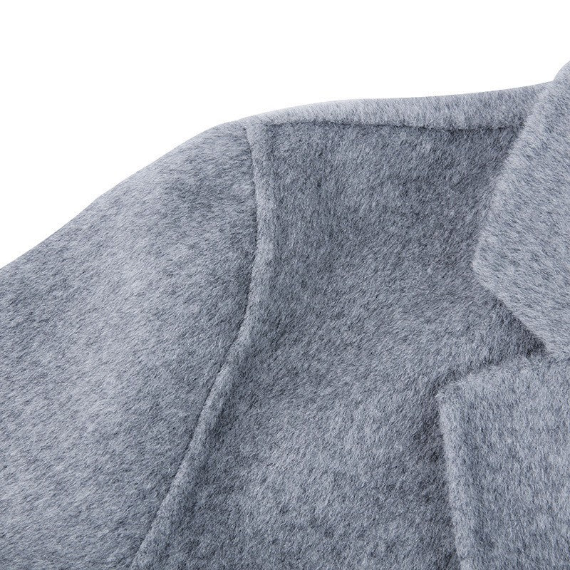 100% Wool Hand-Sewn Men's Coat Long Overcoats Boy Buttons Cardigan Long-style Woolen Coats Overcoat 2024 New