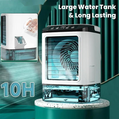 Air Conditioner Portable Fan Desktop Dual Spray Ultrasonic Atomization 3-Speed Mute Air Cooler Night Light Electric Fan for Home