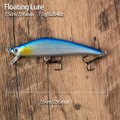 10pcs Floating Minnow Fishing Lure Topwater Hard Bait Artificial Bait Wobblers Lures