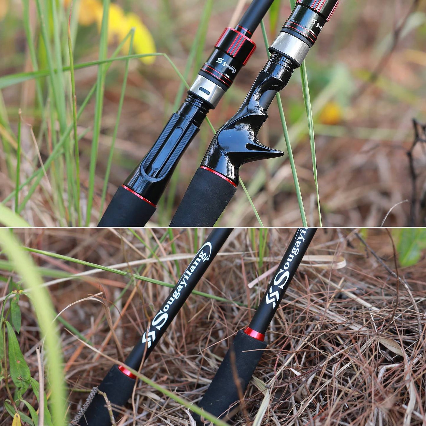 Sougayilang Vara de Pesca 1,8~2,1m Fibra de Carbono Spinning Casting Lure Rod Max Drag 10kg para Pesca de Baixo Achigã Truta Caña De Pescar