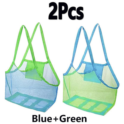2PCS Beach Toys Mesh Bag Large Mesh Sand-Away Portable Tote With Convenient Hanging Hole Breathable Foldable Storage For Toys