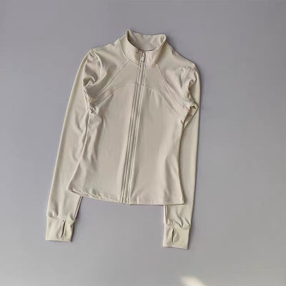 Yoga Suit Women's High-end Standing Collar Long Sleeved Sports Jacket Running Training Fitness Top Windproof Running Suit