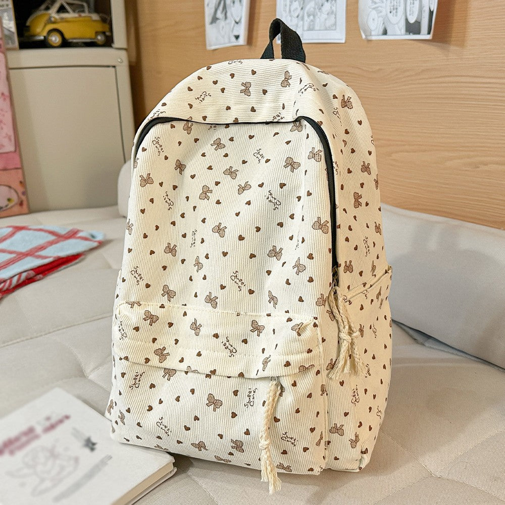 Mochila de Veludo Cotelê Outono Inverno Nova Mochila de Grande Capacidade para Aulas, Deslocamento, Mochila Versátil, Mochila de Viagem ao Ar Livre