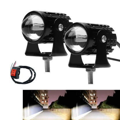 Farol LED Universal para Motocicleta Lente Projetora Duas Cores ATV Scooter Lâmpada de Condução Luz de Neblina Lâmpada Auxiliar Holofote Interruptor