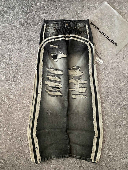 Y2K American New Pattern Embroidery Wash Baggy Jeans Men High Street Vintage Hip Hop Fashion Casual Joker Couple Wide-leg Pants