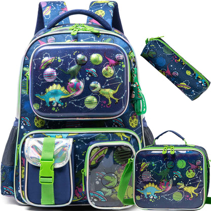 Meetbelify Mochila para Meninos Mochilas para Alunos do Ensino Fundamental Pré-Escolar Infantil Mochila Escolar Fofa com Lancheira e Estojo