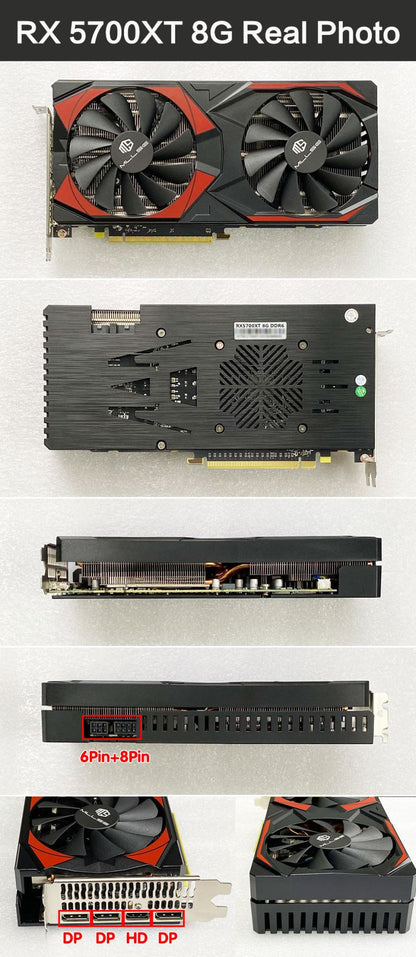 Placa de Vídeo MLLSE AMD RX5700 XT 8GB GDDR6 256Bit PCI-E 4.0×16 6+8Pin Radeon GPU Rx 5600XT Gaming