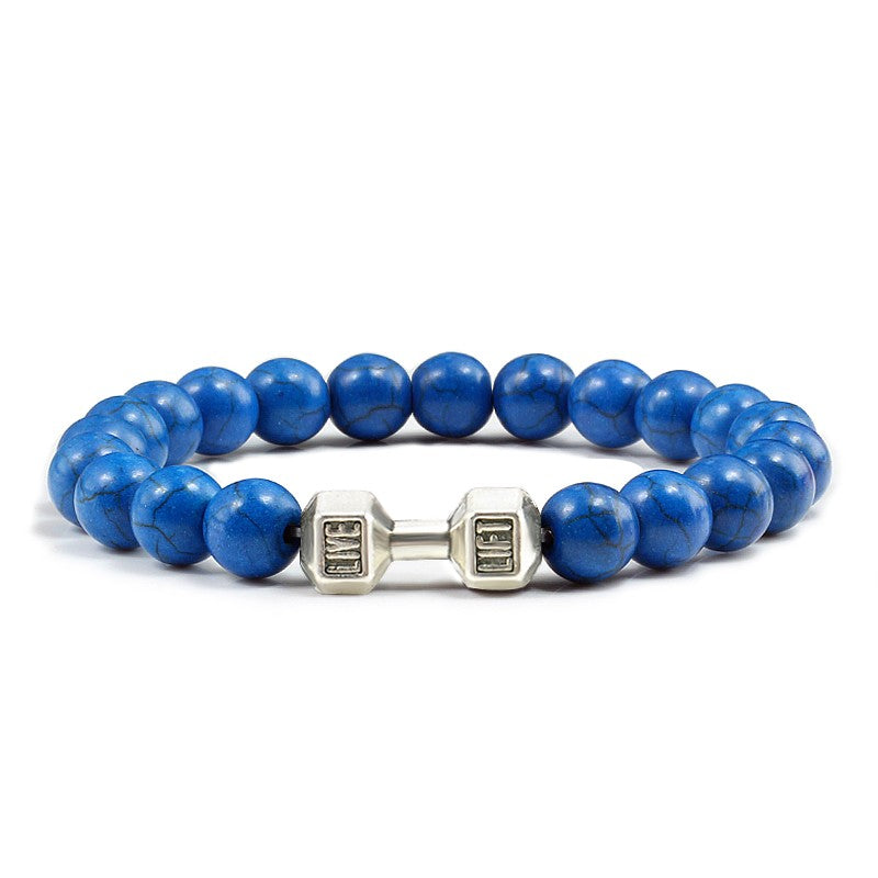 Pulseira Feminina/Masculina Ajustável Desgastada Preta, com Contas, Haltere, Joias de Yoga, Braceletes Originais