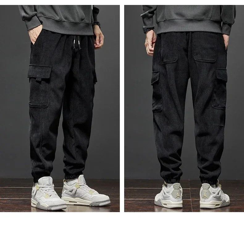 Calça Casual Masculina Elástico na Cintura Primavera Outono Estilo Novo Calça Esportiva Harem Jogger Reta com Cordão Elástico Masculina