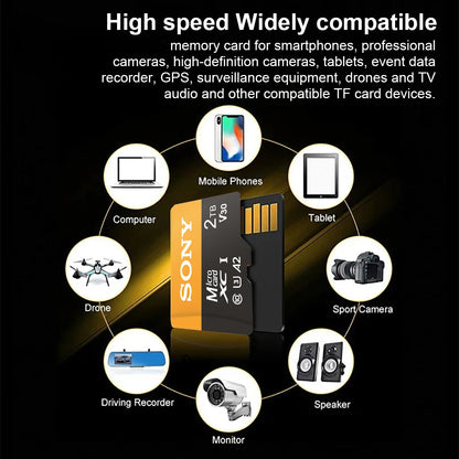 Cartão de Memória SONY TF de Alta Velocidade 2TB/1TB/512GB/256GB A2 C10 Mais Recente Tecnologia de Leitura-Gravação para Câmeras Celulares Computadores Gravadores Veiculares
