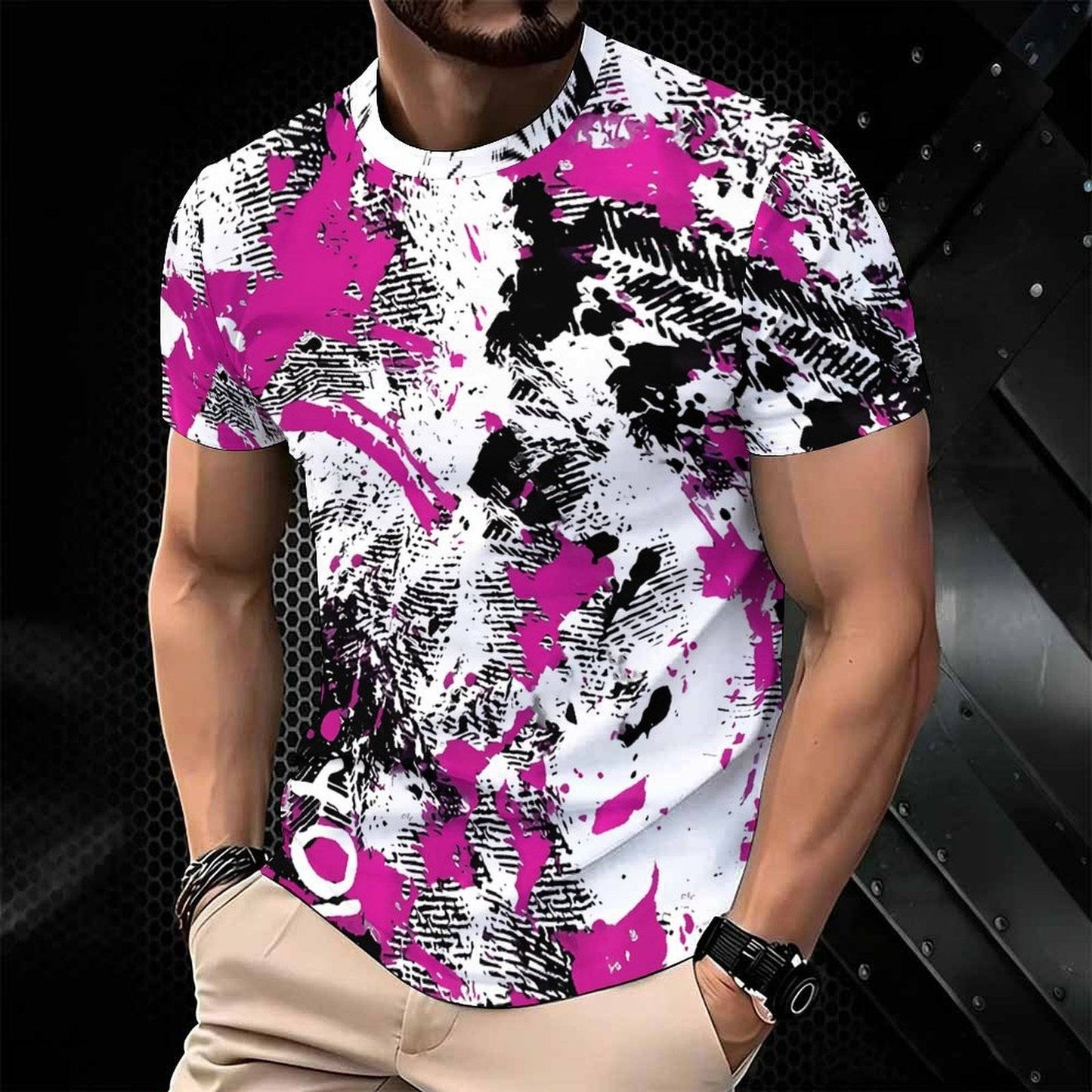 Men Print T Shirt Short Sleeve Crew Neck Casual Summer Fashion Tees Tops For Daily Outdoor Wear