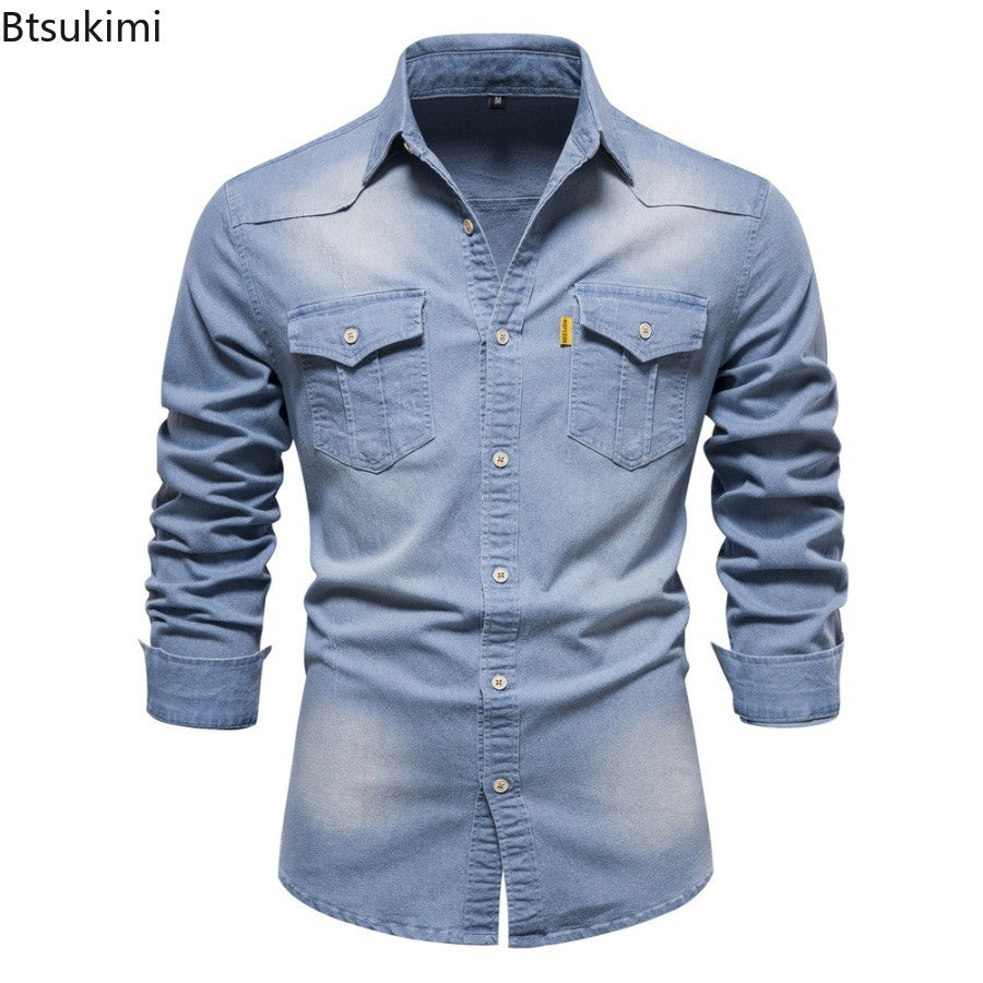 Spring Autumn New Men's Denim Shirts Fashion Casual Long Sleeve High Quality Cotton Shirt Jackets Vintage Slim Male Jean Shirts