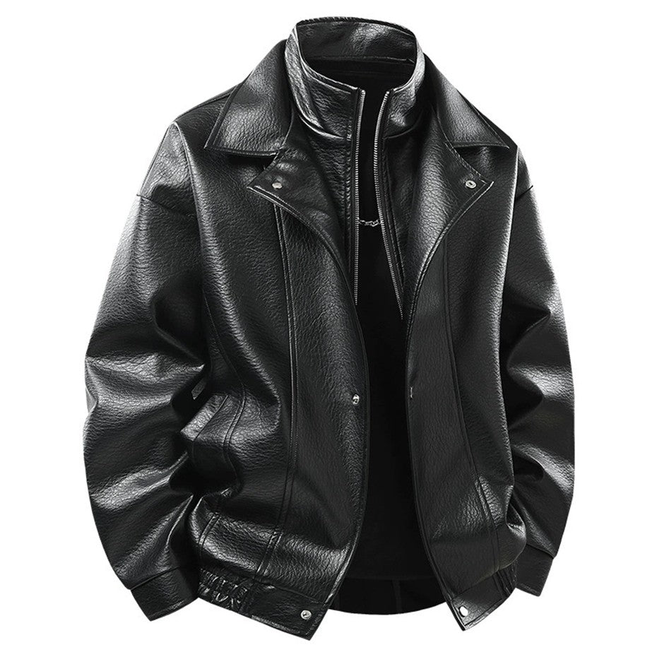 Vintage PU Jacket Men Motorcycle Biker PU Coat Fashion Casual Cargo Jackets Spring Autumn Outerwear