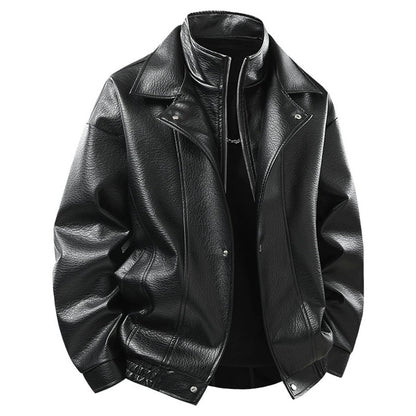 Vintage PU Jacket Men Motorcycle Biker PU Coat Fashion Casual Cargo Jackets Spring Autumn Outerwear