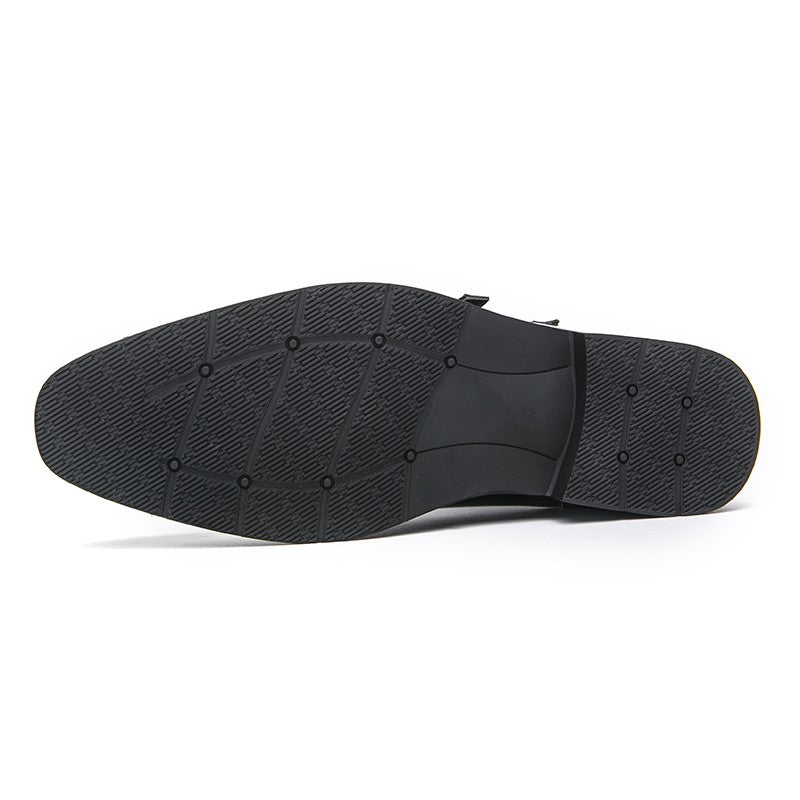 Classic Retro Dress Men's Monk Leather Shoes With Pointed Toe Buckle Business Office Wedding Soft Comfortable Men's Shoes