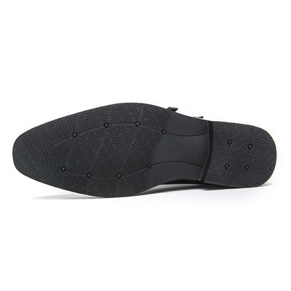 Classic Retro Dress Men's Monk Leather Shoes With Pointed Toe Buckle Business Office Wedding Soft Comfortable Men's Shoes