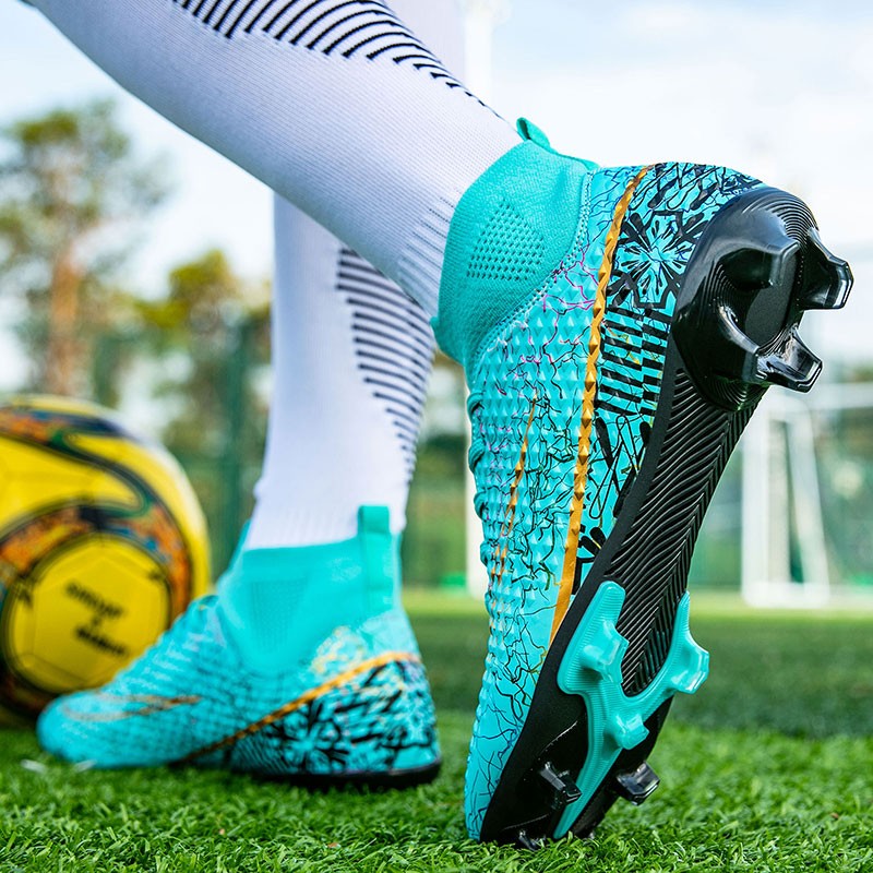 New Men Soccer Shoes Training Boys Outdoor Sport Football Boots Adult Long Spikes Non Slip Cleats Breathable Match Comfortable