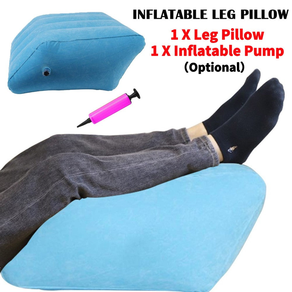 New PVC Inflatable Knee Bed Wedge Sleeping Pillow Footrest Pillow Inflatable Portable Travel Home Office Foot Leg Pillow Cushion