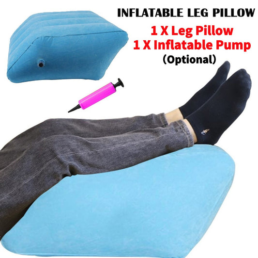 New PVC Inflatable Knee Bed Wedge Sleeping Pillow Footrest Pillow Inflatable Portable Travel Home Office Foot Leg Pillow Cushion