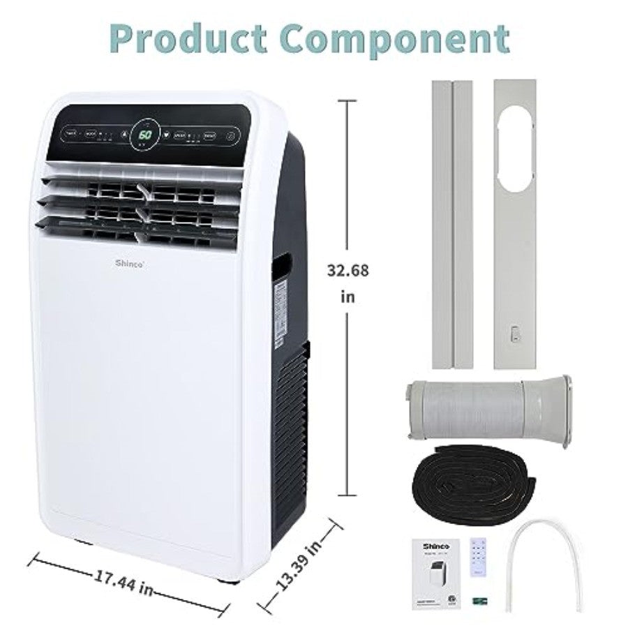 Ar Condicionado Portátil de 10.000 BTU com Modos de Refrigeração, Desumidificação e Ventilação Integrados para Ambientes de até 28m² com Controle Remoto e Wi-Fi
