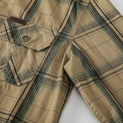 Spring and Autumn New Pure Cotton Plaid Long Sleeve Military Quick-drying Versatile Shirt Men's Casual Tactical Cargo Shirt