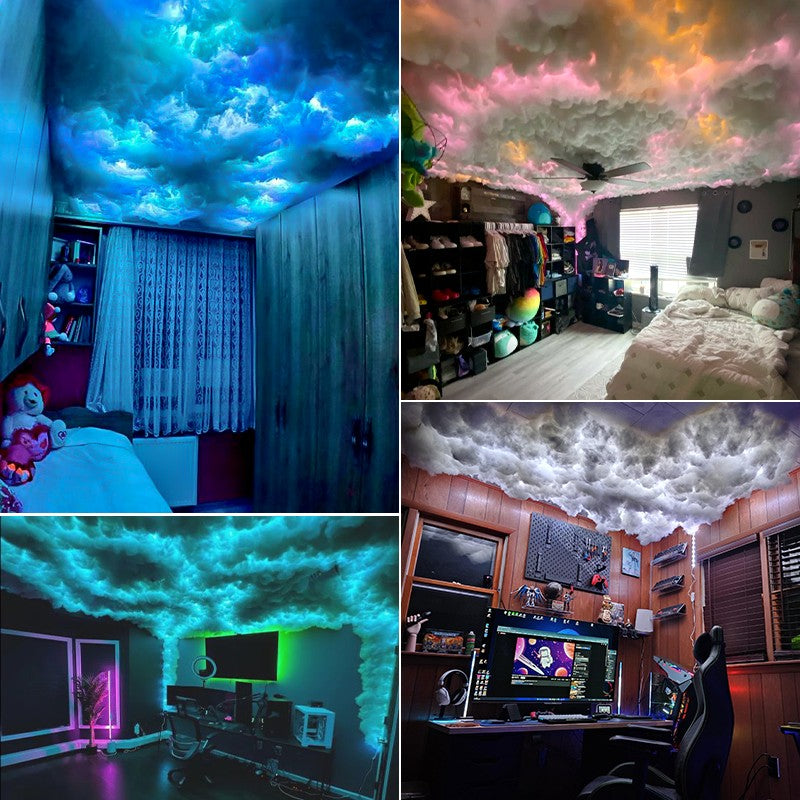 3D Thunder Cloud Lights Ceiling Storm Lights LED Kit Music Sync Lightening Cloud Kit Cotton for Gaming Room Decoration Bedroom