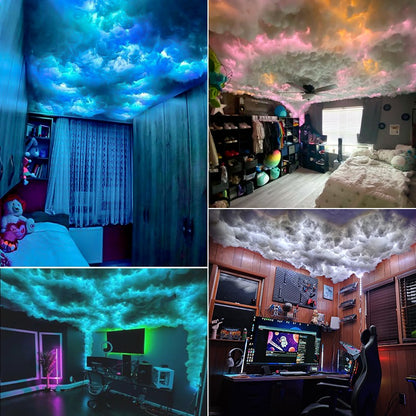 3D Thunder Cloud Lights Ceiling Storm Lights LED Kit Music Sync Lightening Cloud Kit Cotton for Gaming Room Decoration Bedroom