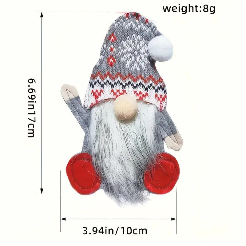 Um conjunto de 6 talheres (garfo e faca) temático de anões com um saco de armazenamento de tecido - talheres xadrez vermelho e branco, adequado para o Natal