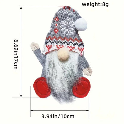 Um conjunto de 6 talheres (garfo e faca) temático de anões com um saco de armazenamento de tecido - talheres xadrez vermelho e branco, adequado para o Natal