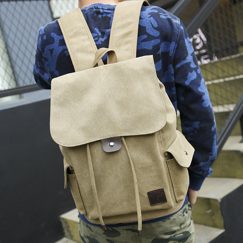 New High Quality Canvas Men Backpack Large Shoulder School Bag Rucksack For Boys Travel Fashion Camping Bags Fashion Simple Bags