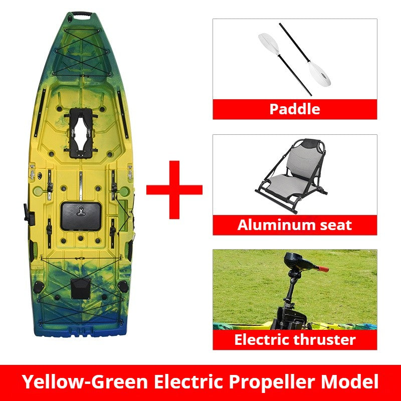 Caiaque Modular de 2 Lugares, Canoa HDPE Elétrica/a Pedal com Assentos de Alumínio, Barco de Pesca Portátil para Recreação em Lagos e no Mar