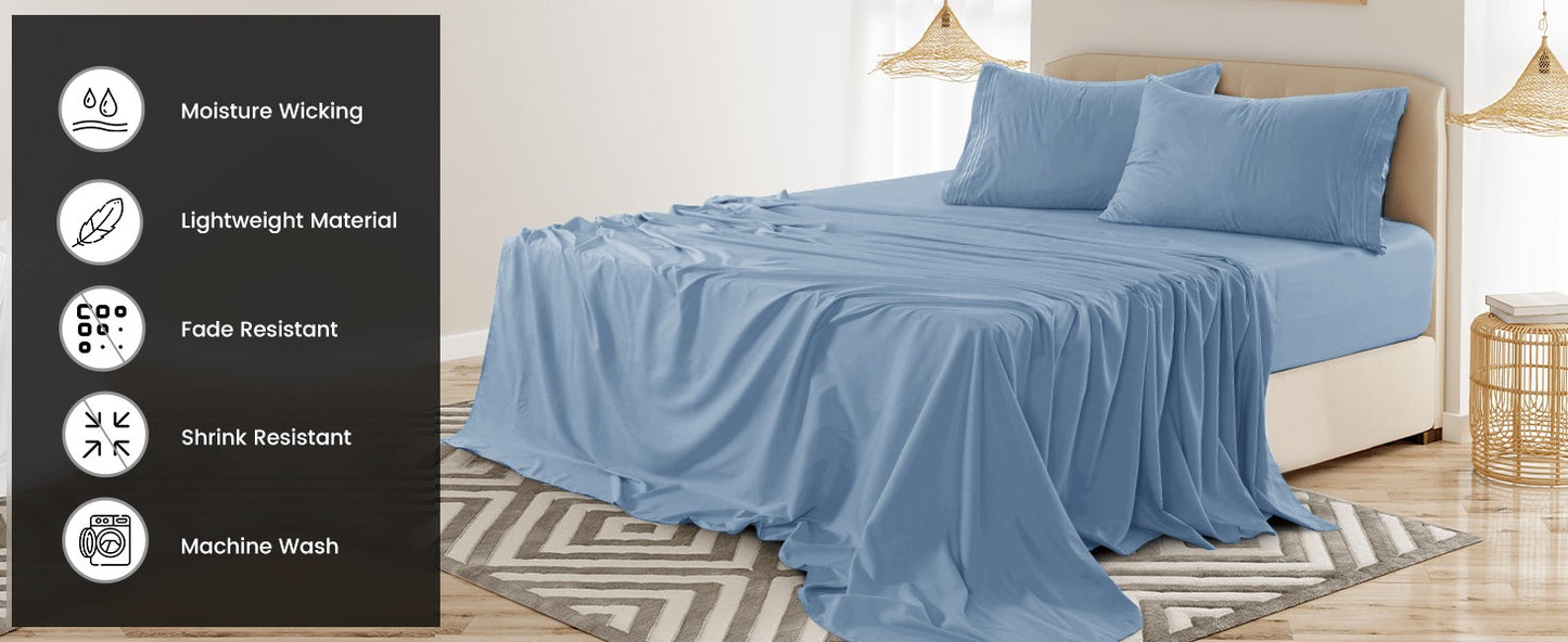 4-piece set of solid-colored bed sheets - 1801 series fashionable and comfortable bedding set