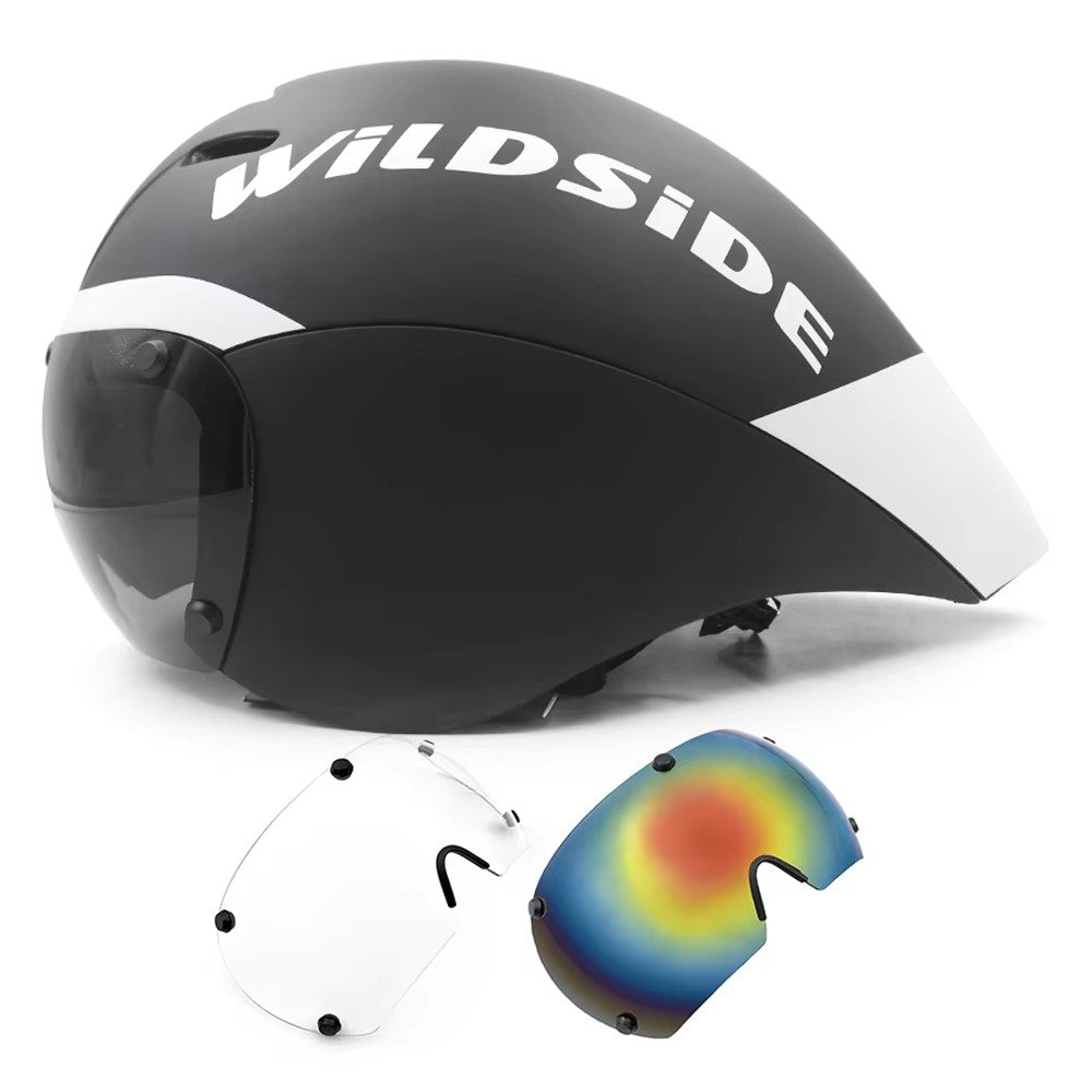 Capacete de Ciclismo de Estrada Wildside Aero TT Capacete de Segurança para Bicicleta de Triathlon Ultraleve com Óculos Acessórios para Bicicleta