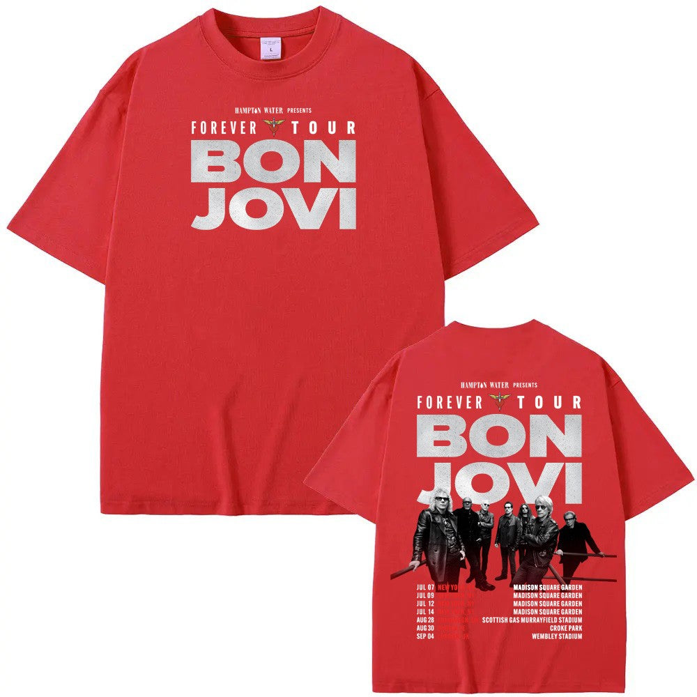 Bon Jovi Grunge Band Forever TOUR 2026 Tee Summer Casual Tshirt 100% Cotton Comfortable High Quality Graphic 100%Cotton Tops