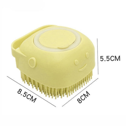 Escova de Banho para Animais de Estimação em Borracha Macia de Silicone com Reservatório de Shampoo Integrado Desembaraçadora e Autolimpante para Cães e Gatos Escova de Banho