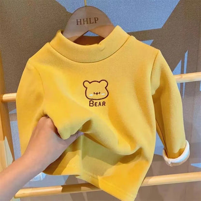 Warm and Cozy Unisex Children Fleece-Lined Base Layer Animal Sweatshirt Tops for Autumn and Winter Girls Cute Outerwear Clothes