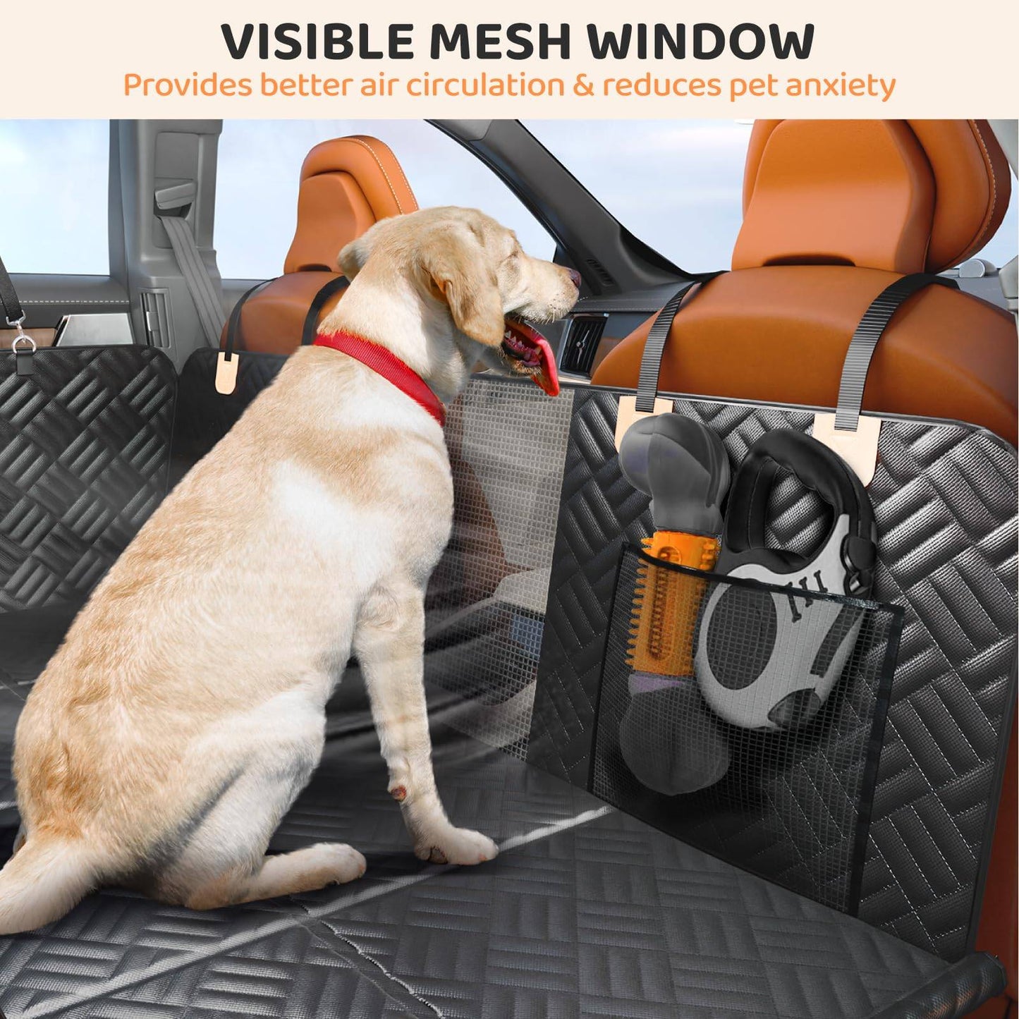 Capa de assento de carro para cães no banco traseiro, extensor de banco traseiro de fundo rígido, capacidade de carga de 180 kg, rede para cães lavável de alta resistência 600D anti-arranhões para carros e SUVs