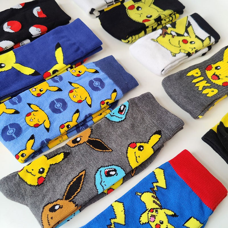 Pokemon Men's Fashion Trend Long Socks Cartoon Anime Figure Pikachu Eevee Gengar Unisex Athletic Harajuku Socks