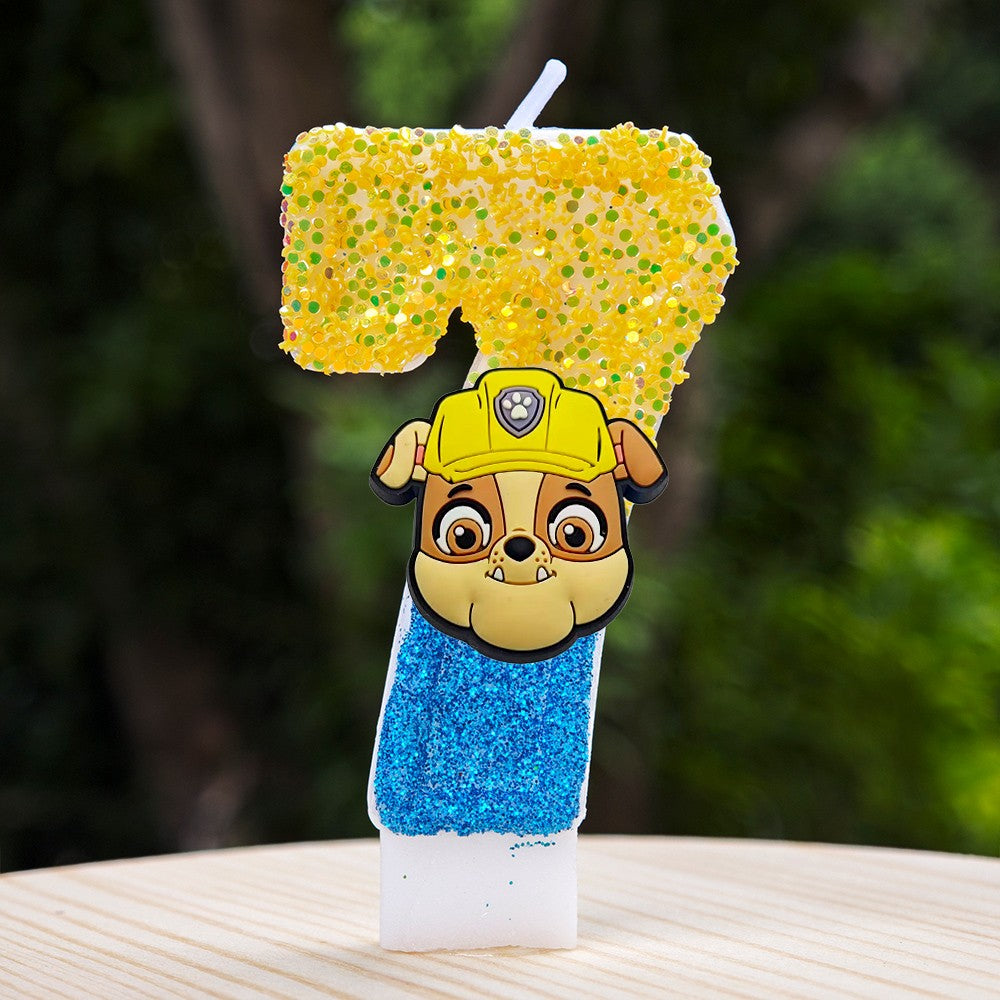 Paw Patrol Candle 0-9 Number Candle Paw Patrol Cartoon Character Party Cake Plug-in Birthday Cake Decoration Baby Shower Gift