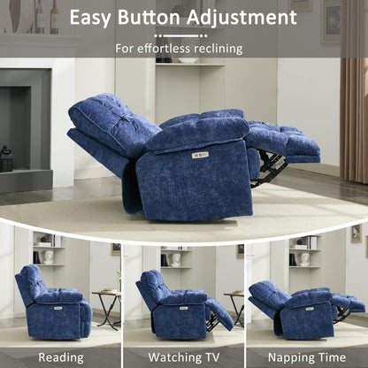Oversized Rocker Recliner Chair,Power Swivel Recliner for Living Room,Overstuffed Extra Wide Rocking Recliners with Padded Lumba