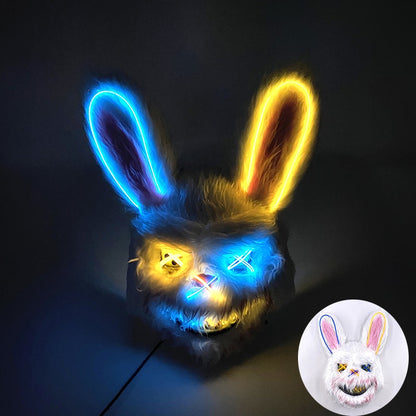 Novelty LED Bloody Furry Bunny Rabbit Bear Mask Realistic Scary Horror Killer Adult Masquerade Cosplay Costume Accessory