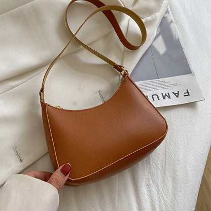 New Women's Fashion Handbags Retro Solid Color PU Leather Shoulder Underarm Bag Casual Women Hobos Handbags