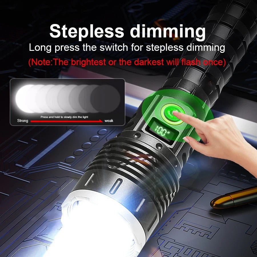 10000mAh High Power LED Flashlight Long Range 5000M Rechargeable Tactical Torch Ultra Powerful Outdoor Hand Lamp Camping Lantern