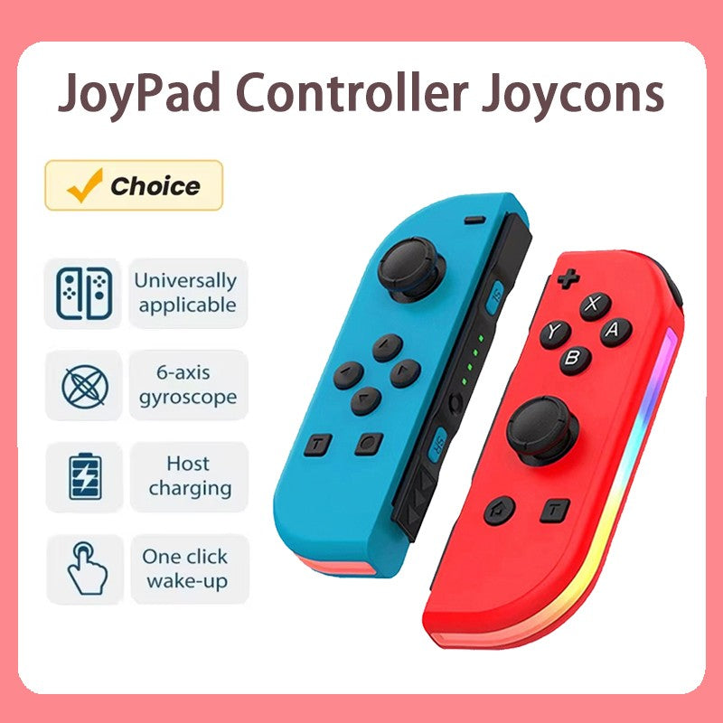 RGB LED Left & Right Joypad for NS Switch Controller BT 5.2 Joy-Con Gamepads Joystick with Dual Vibration for Switch/Lite/Oled