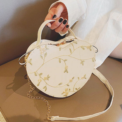 Women Sweet Crossbody Bag PU Leather Handbags with Lace & Flower Pattern for Commuting Business Travel