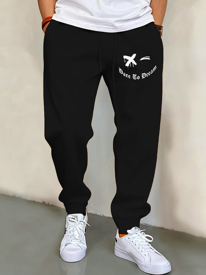 We Will Dare To Dream Design Men'S Elastic Waist Pants Jogger Fleece Drawstring Long Pant Fashion Casual Male Sports Sweatpants