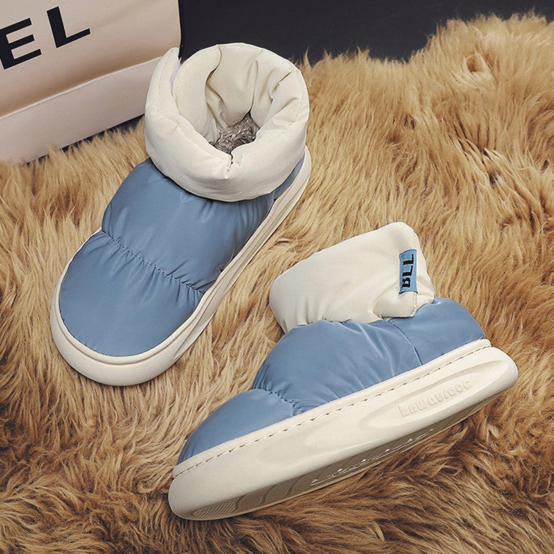 Outdoor Plush Warm Men's Snow Boots Winter Couple Cotton Shoes Down Non-Slip Waterproof Fashion Kids Shoes Slip on Soft Sneakers