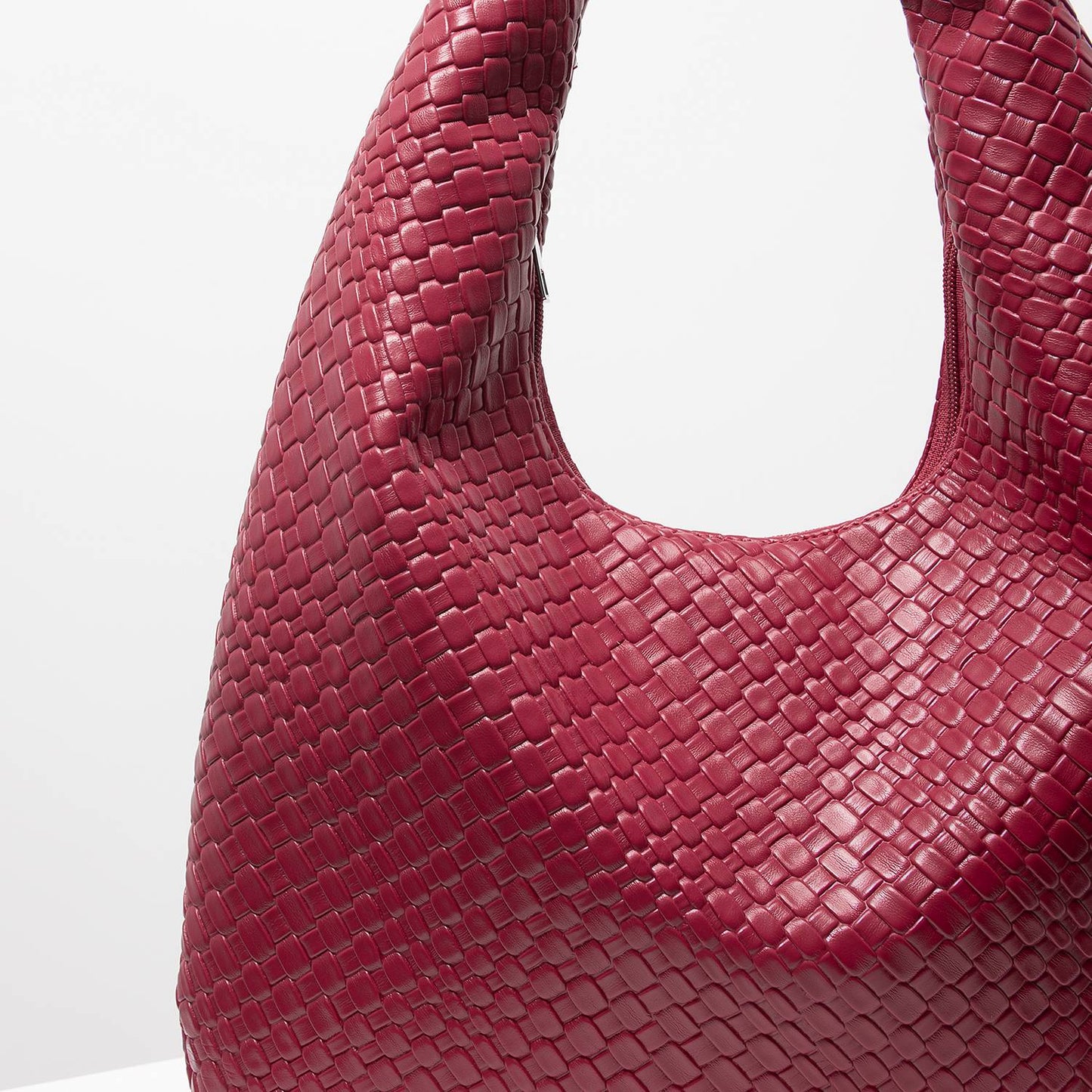 Vintage Faux Woven Leather Shoulder Bag, Women's Handbag, Large Capacity Tote Bag, Crescent Bag, Zipper Underarm Bag, Daily Commuter Bag (Random Pattern)